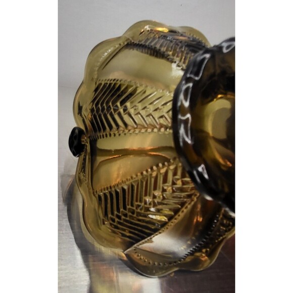 Imperial Amber Glass Basket with Handle Candy Trinket Dish Art Glass Small - Picture 5 of 5